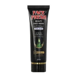 Absorbs in seconds, leaves nothing. Alcohol flashes off, tapioca starch mattifies, and the silicone gives slip without shine. The only Face Fresh lotion without petrolatum. Every other bottle we make seals with mineral oil or wax. This one does not. Light enough for the face. Anyone searching for a best face moisturizer for men wants something that does not sit on the skin. Properly preserved for a 400ml bottle. Phenoxyethanol and benzoic acid, which matters in a pump used with wet hands for months. Face Fresh Beauty Face Wash for Men 60ml tube formulated with aloe vera and active vitamins for clean refreshed skin