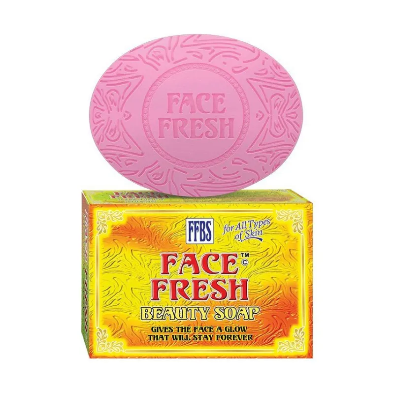 Face Fresh Beauty Soap 100g pink bar and gold box — a beauty white soap for all skin types with deep cleansing and moisturizing formula