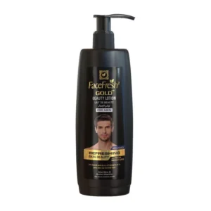 Face Fresh Beauty Lotion for Men 400ml pump bottle — a rich moisturizing body lotion for men formulated with aloe vera and active vitamins