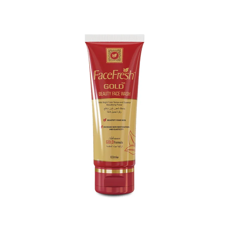 Face Fresh Gold Plus Beauty Face Wash 60ml tube — a gentle face wash for dry sensitive skin with advance gold formula that beautifies and increases skin restoration and elasticity