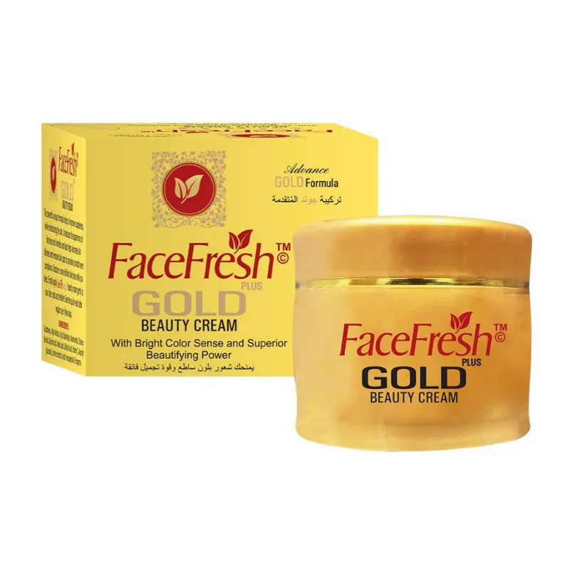 Face Fresh Gold Plus Beauty Cream box — an advance gold formula glycolic acid cream with bright color sense and superior beautifying power