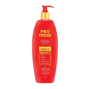 Face Fresh Moisturising Body Lotion 400ml pump bottle with organic shea butter and vitamins E and B3 — a daily moisturizing lotion for dry skin suitable for all skin types