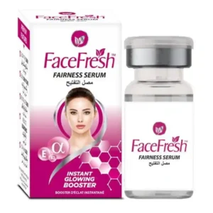 Face Fresh Fairness Serum bottle and packaging with niacinamide B3 and vitamin E for skin whitening and dark spot reduction