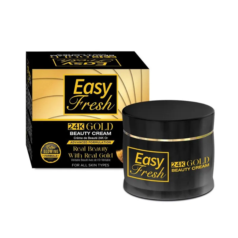 Easy Fresh 24K Gold Beauty Cream 30g for skin tightening, nourishing dry skin, and improving facial complexion.